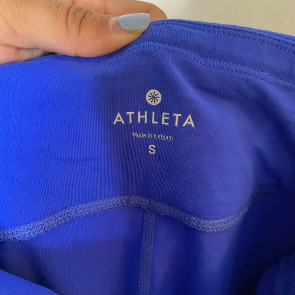 Athleta Relay Capri Leggings Womens Size Small Blue Mid Rise Athleisure Athletic - Picture 8 of 9